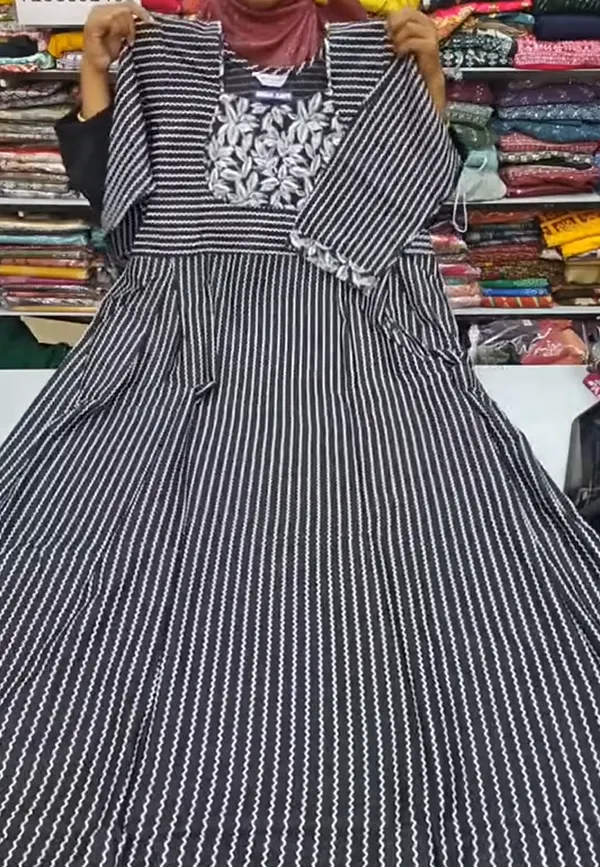 Premium Cotton Frock Style Nighty with Adjustable Rope & Side Pocket | NT3288